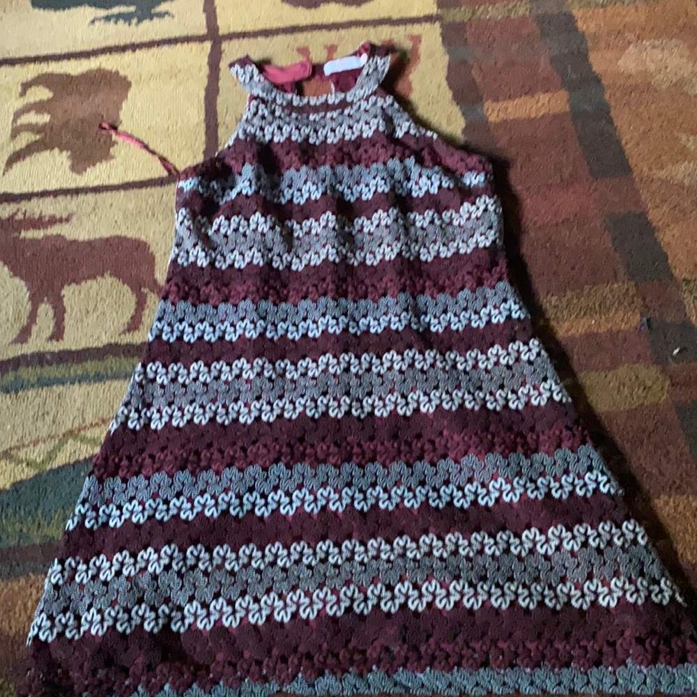 Maroon high neck dress